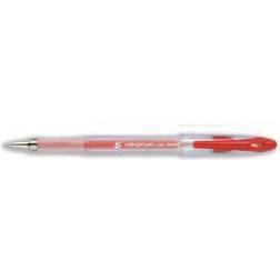 5 Star Office Roller Gel Pen Clear Barrel 1.0mm Tip 0.5mm Line Red [Pack 12]